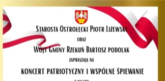 Koncert patriotyczny i wspólne śpiewanie w Rzekuniu plakaty 11 listopada 2