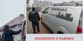 Nabór wniosków na bezpłatne audyty energetyczne i przeglądy kominiarskie w gminie Czerwin czarny i bialy zdjecie prosty kolaz post na facebook