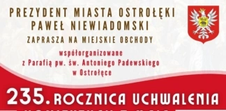Miejskie Obchody 235. Rocznicy Uchwalenia Konstytucji 3 Maja w Ostrołęce zaproszenie 3 maja 2026