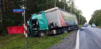 Czołowe zderzenie osobówki z ciężarówką 298 256449