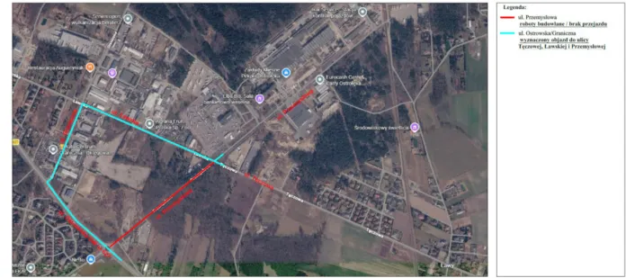 mapa objazdow ul. przemyslowa etap i